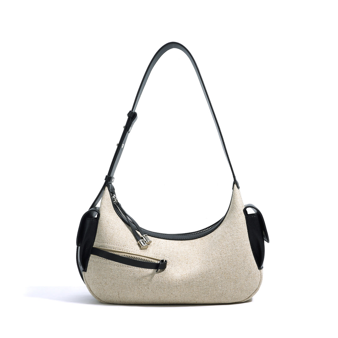 canvas shoulder bag with leather trim - ARIACZU
