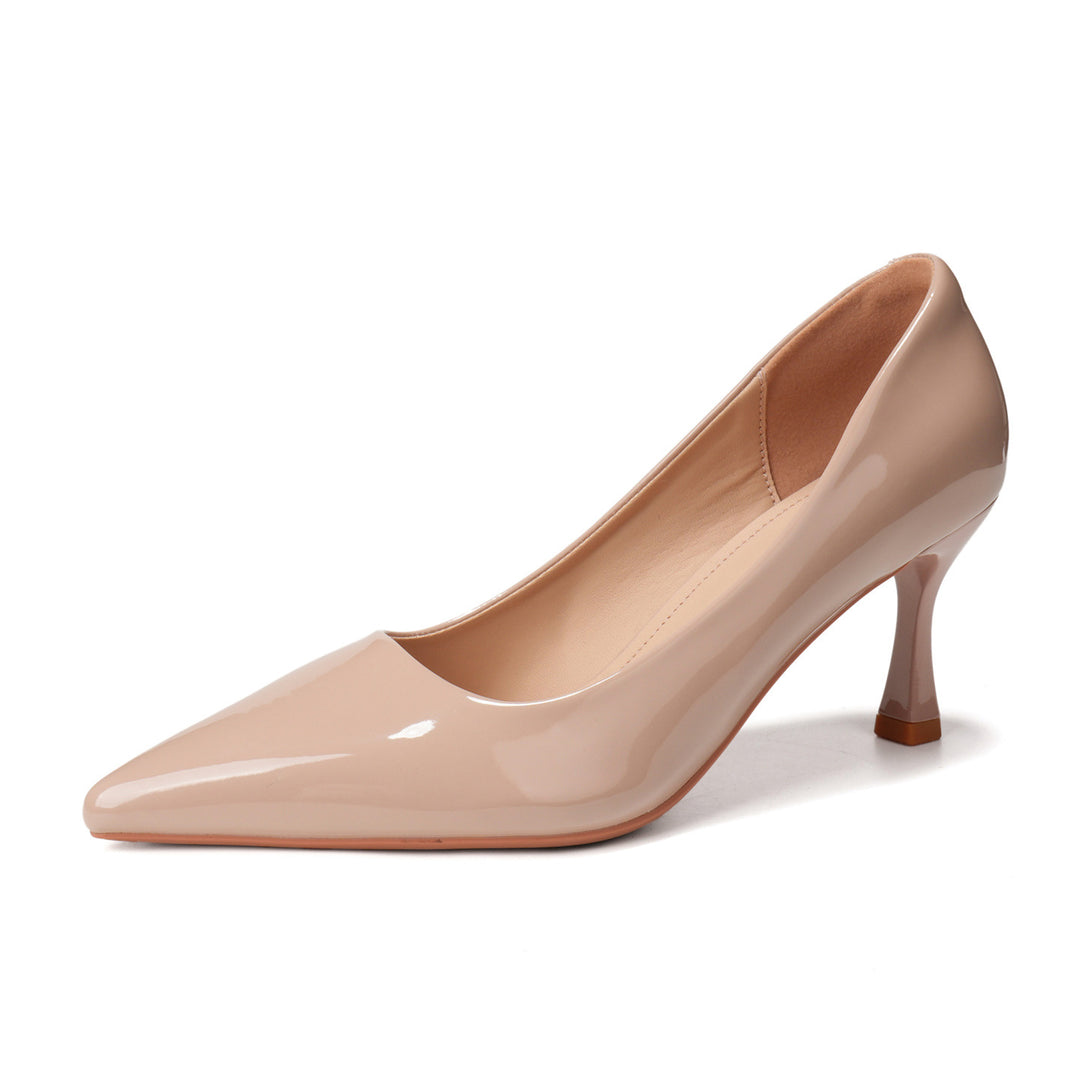 حذاء بكعب متوسط ​​ومقدمة مدببة من الجلد اللامع - لينابو