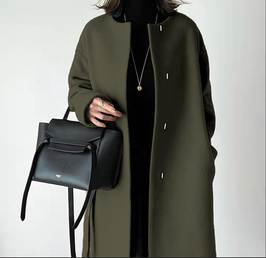 minimal wool-blend coat – IVORY BEIGE