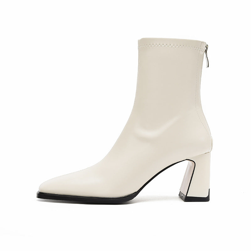 pointed-toe ankle boots with block heel – AURACIV