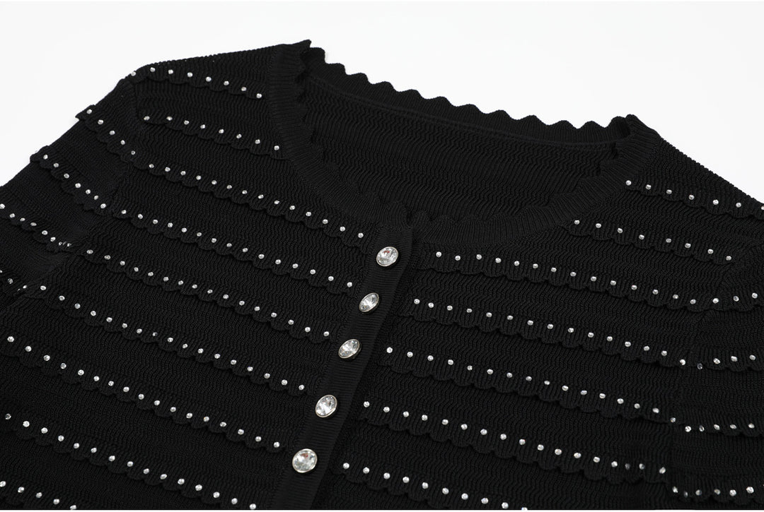 褶皱喇叭袖上衣和高腰裙套装，配腰带 – Rosiny 