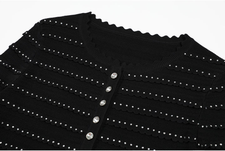 褶皱喇叭袖上衣和高腰裙套装，配腰带 – Rosiny 