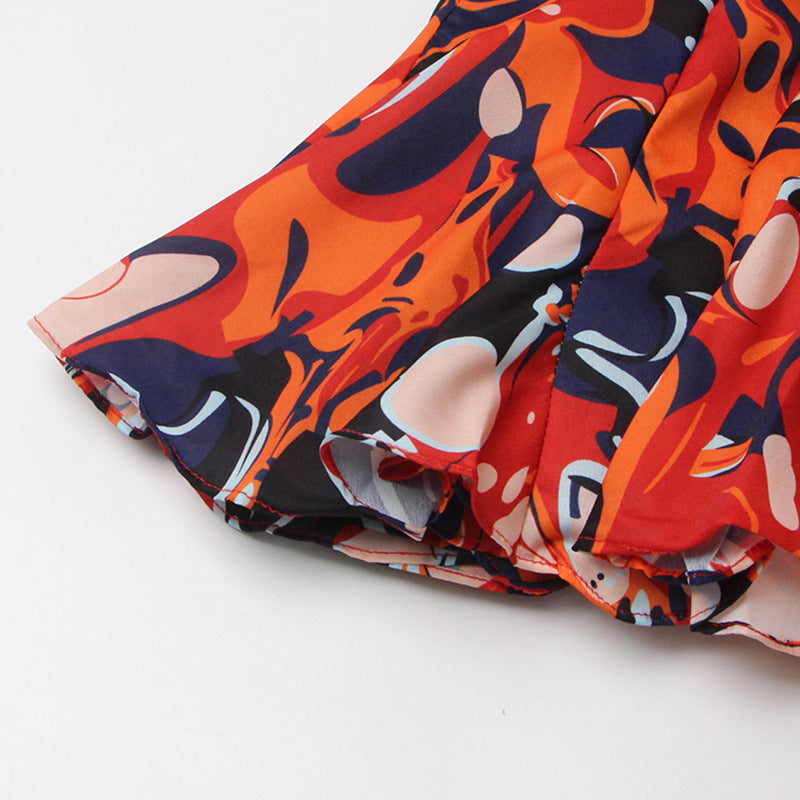 Haut à manches évasées plissées et ensemble jupe longue avec ceinture à la taille – Rosiny 