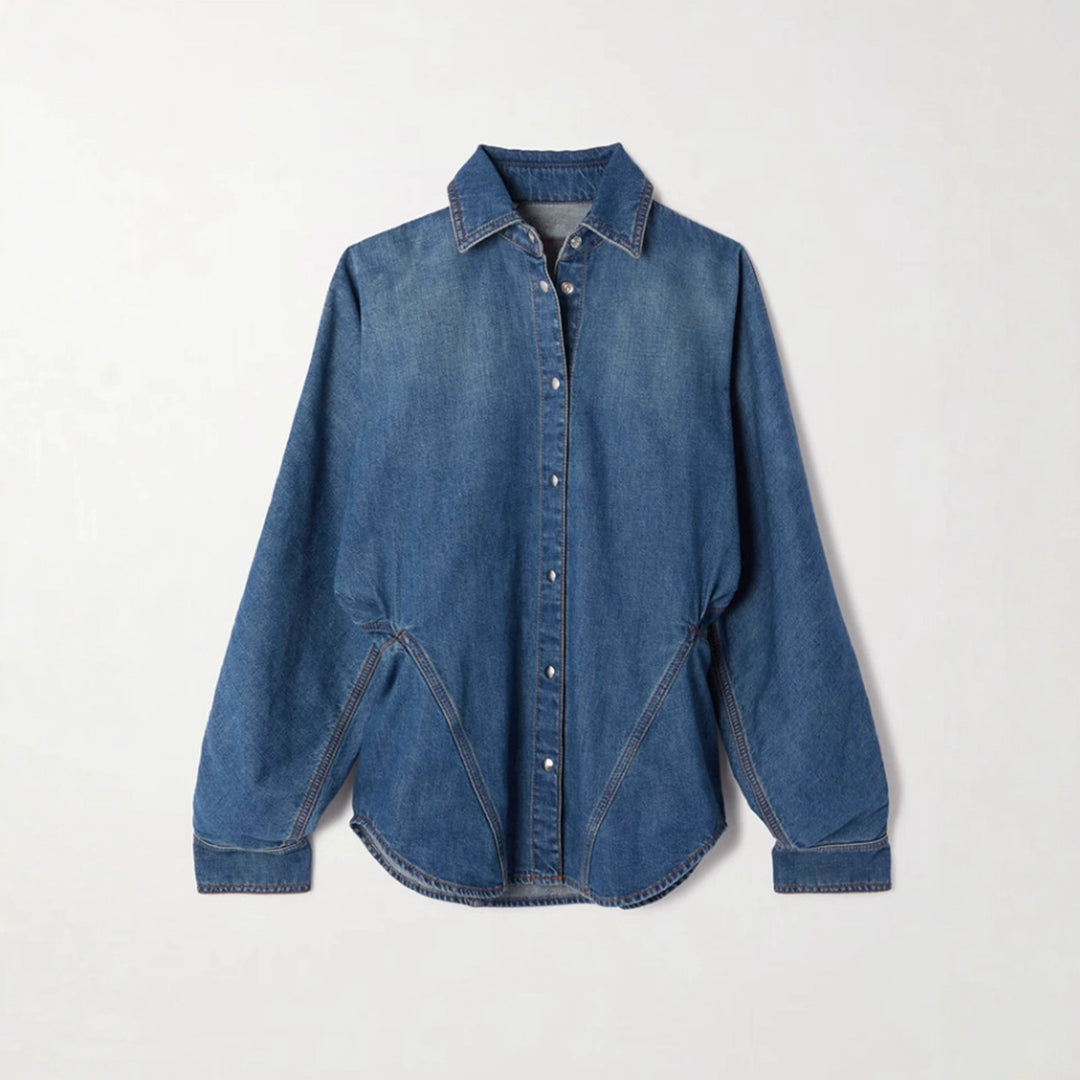 Geplooide top met uitlopende mouwen en maxi-rok set met tailleband – Rosiny 