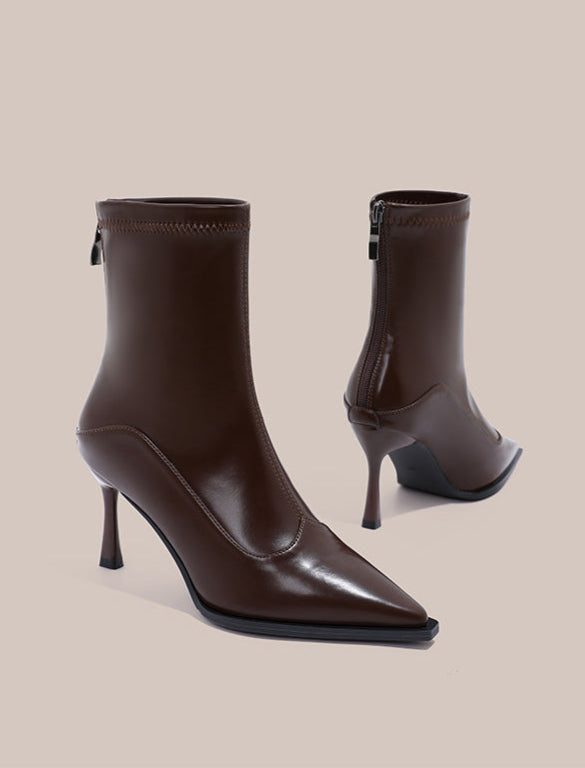 pointed-toe patent ankle boots with kitten heel – VERARTU