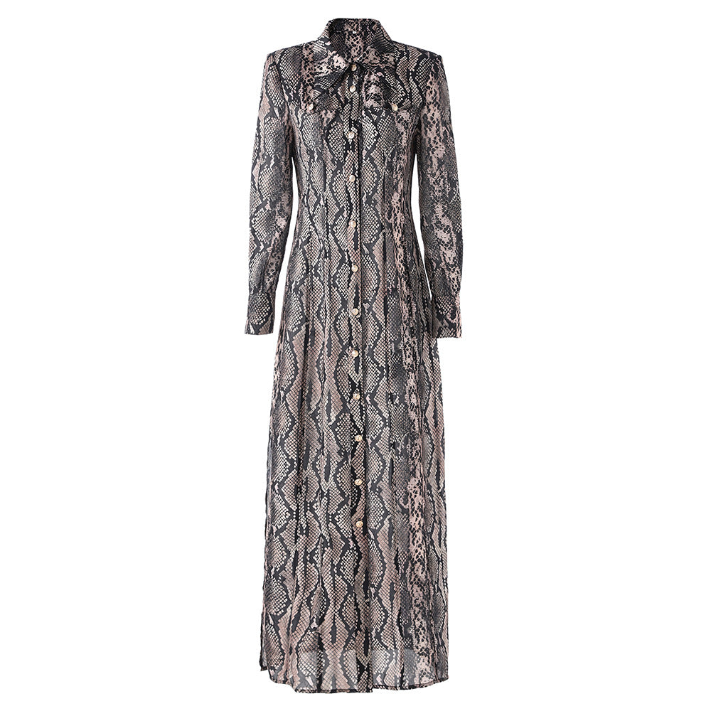 Snakeskin Print Buttoned Maxi Dress – SERENA