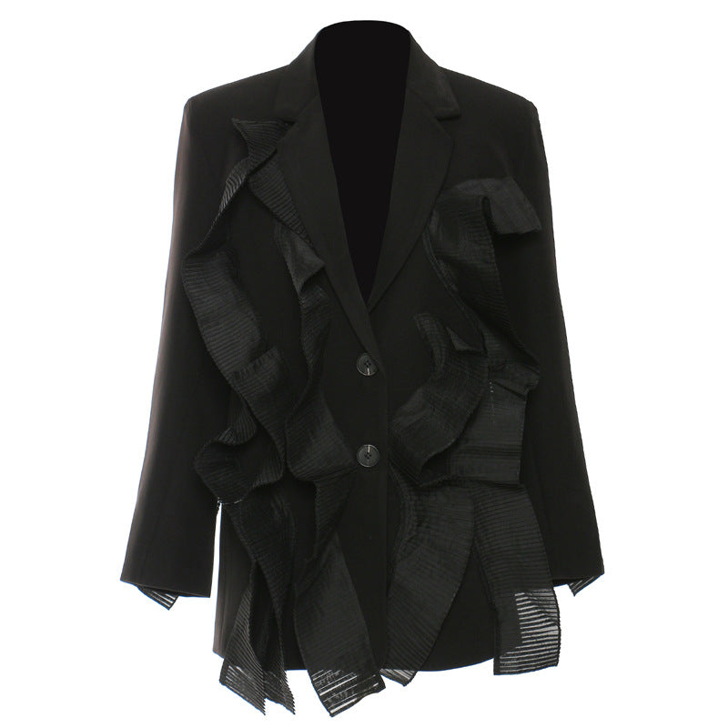 tailored blazer with cascading ruffle detailing – SEBRENA