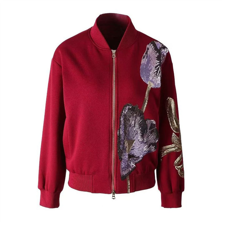 embroidered sequin bomber jacket – VIOLET