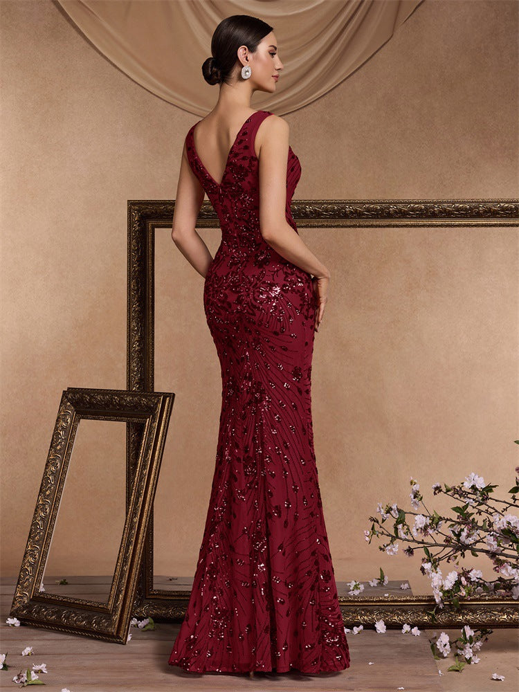 فستان بدون أكمام مزخرف بفتحة جانبية – إمبيرف