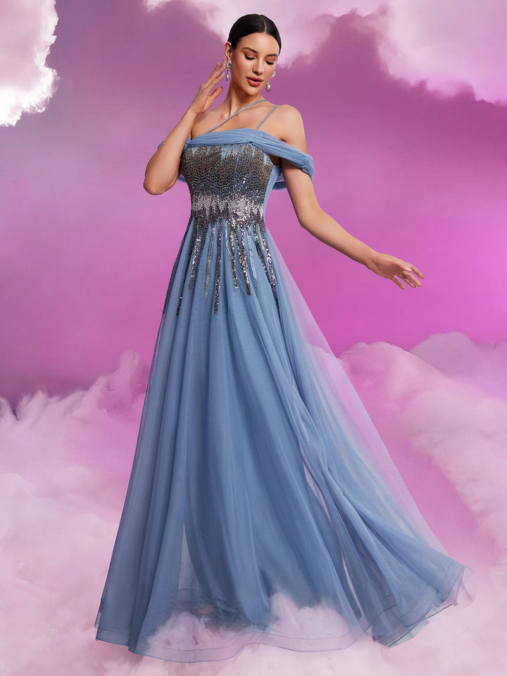 Plissiertes Oberteil mit ausgestellten Ärmeln und Maxirock-Set mit Taillengürtel – Rosiny 