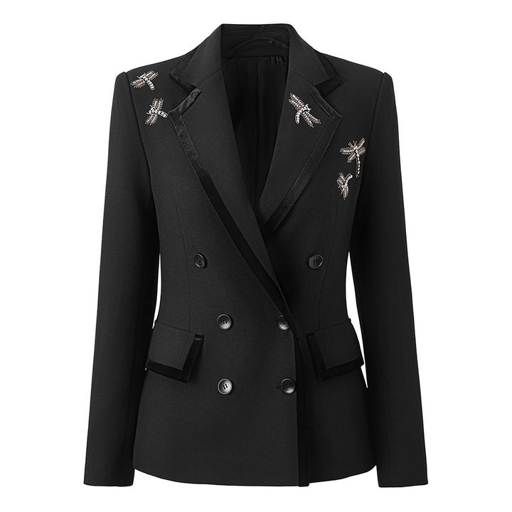 Double-breasted blazer with dragonfly crystal embellishments – NOCTURNE