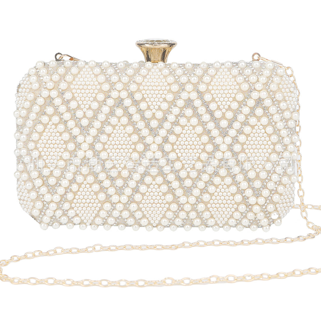 Pearl Embellished Clutch Bag - Luxe