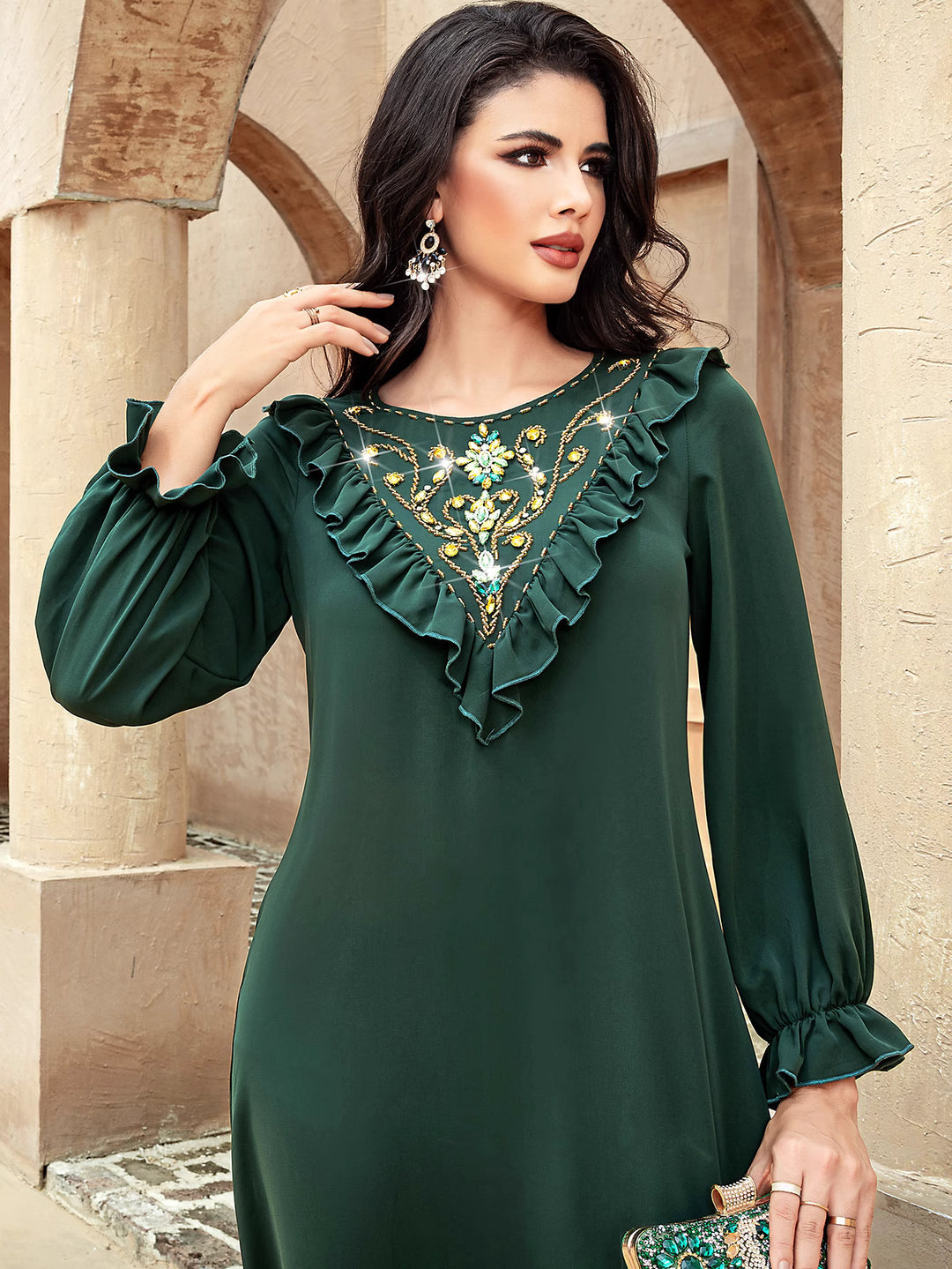 maßgeschneiderter Schlaganzug mit Satin-Puffärmeln – VALENCIA 