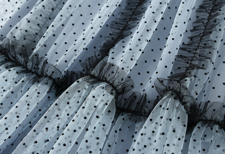 dotted tulle tiered skirt with contrast trims – MISTY