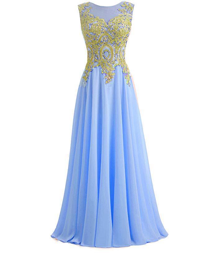sleeveless chiffon gown with gold sequin bodice – AURONZA