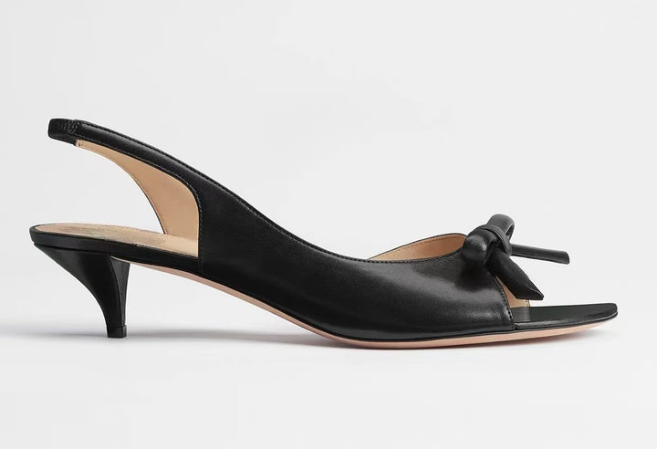 Black Bow Slingback Kitten Heels – Minimal