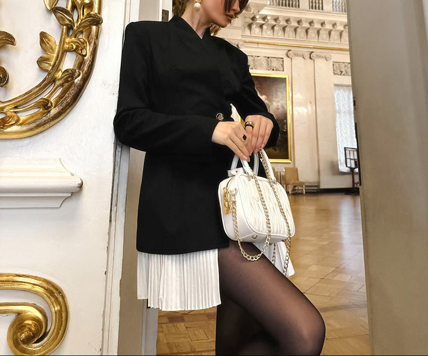 structured blazer dress with pleated hem – MARQUESS