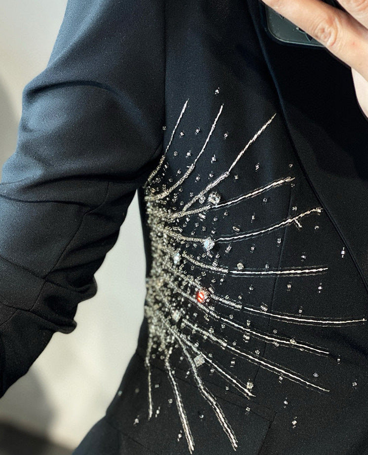 embellished tailored blazer with wide-leg trousers – ASTRID