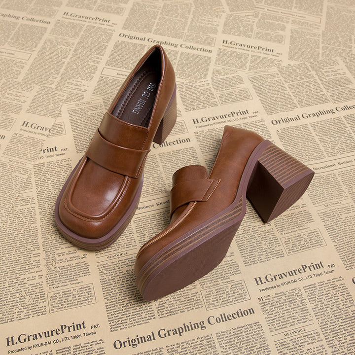 block heel loafers with square toe - VERANTA