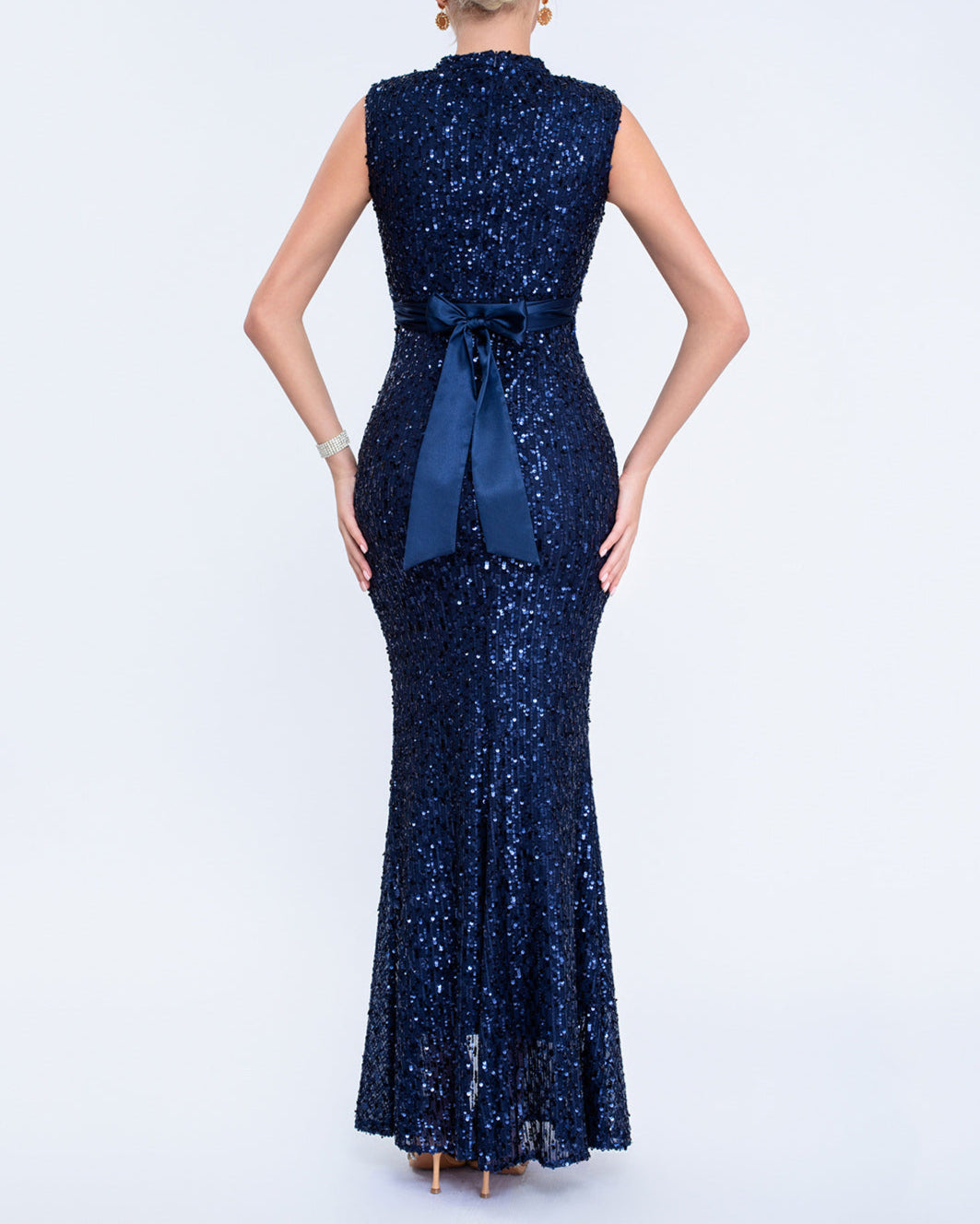 Geplooide top met uitlopende mouwen en maxi-rok set met tailleband – Rosiny 