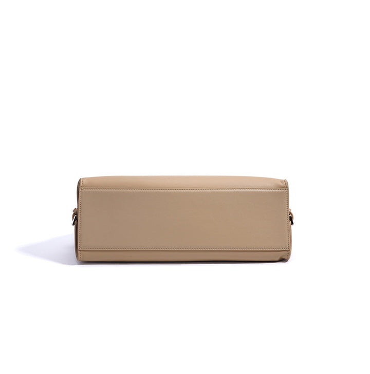 geweven rieten draagtas met dubbele leren handvatten – LÉONIE 