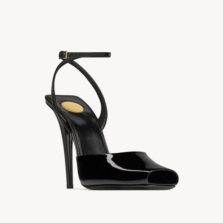 patent leather peep-toe heels with ankle strap – MARA