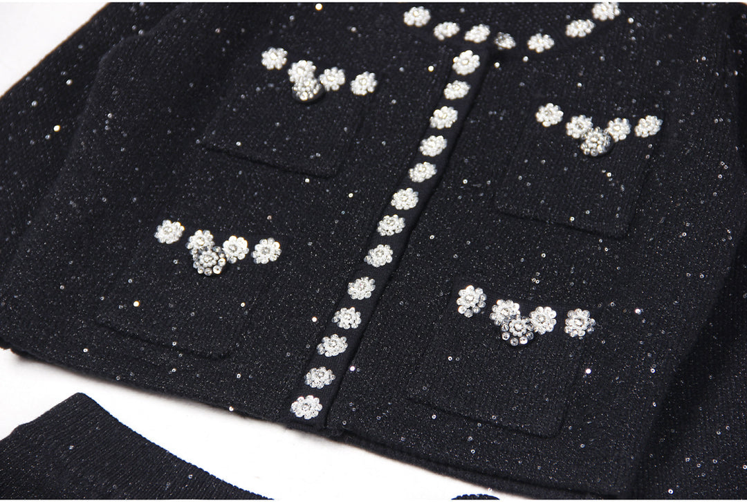 Geplooide top met uitlopende mouwen en maxi-rok set met tailleband – Rosiny 