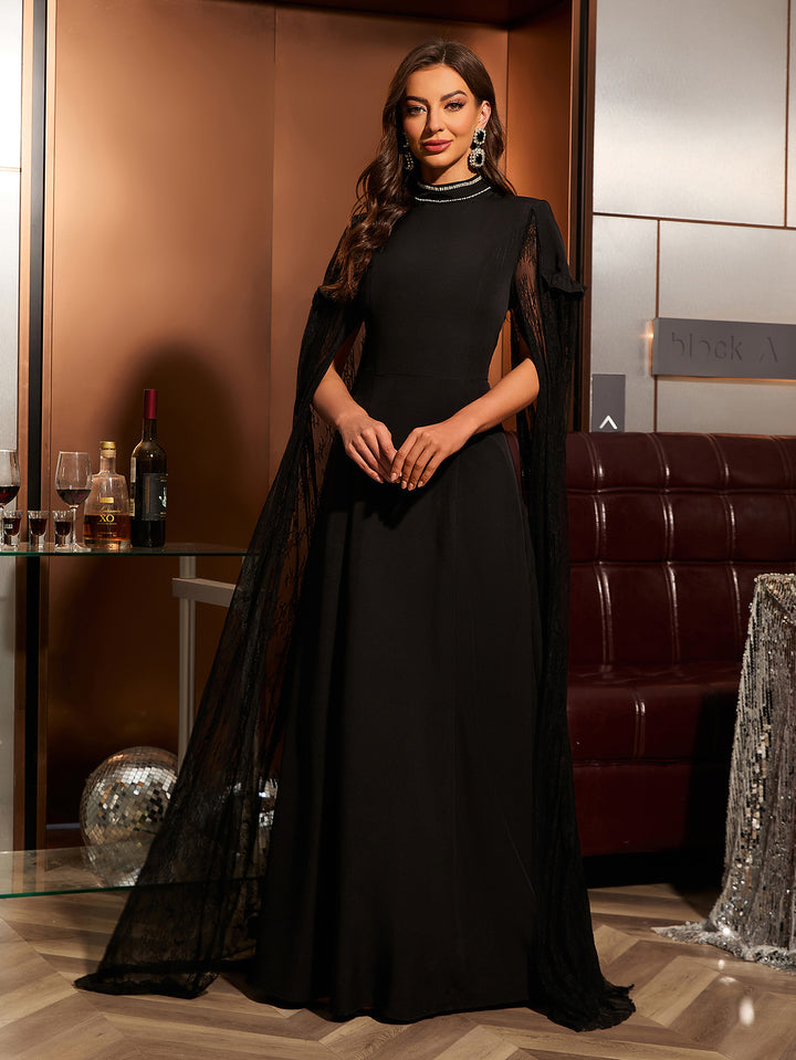 Geplooide top met uitlopende mouwen en maxi-rok set met tailleband – Rosiny 