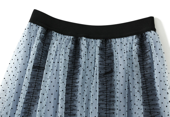 dotted tulle tiered skirt with contrast trims – MISTY
