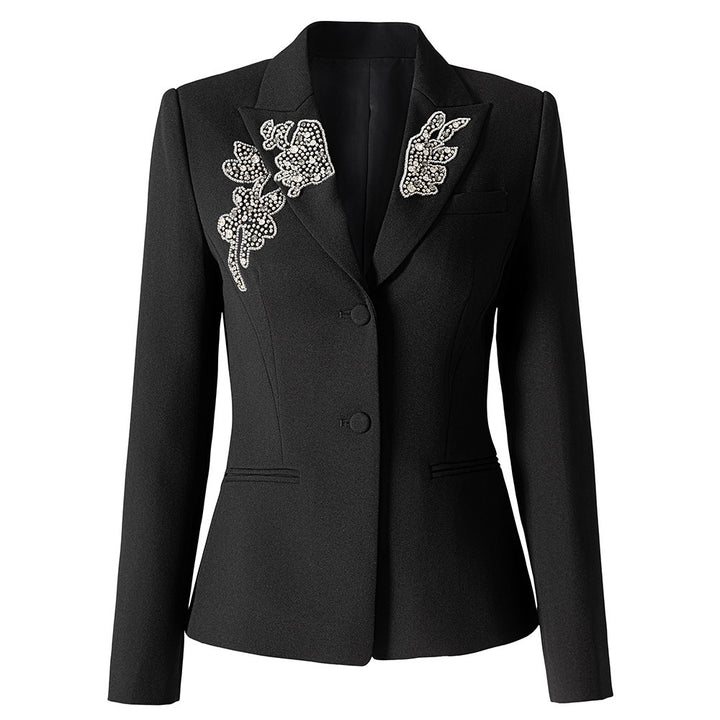 tailored blazer with crystal floral lapel embroidery – BLOSSOM