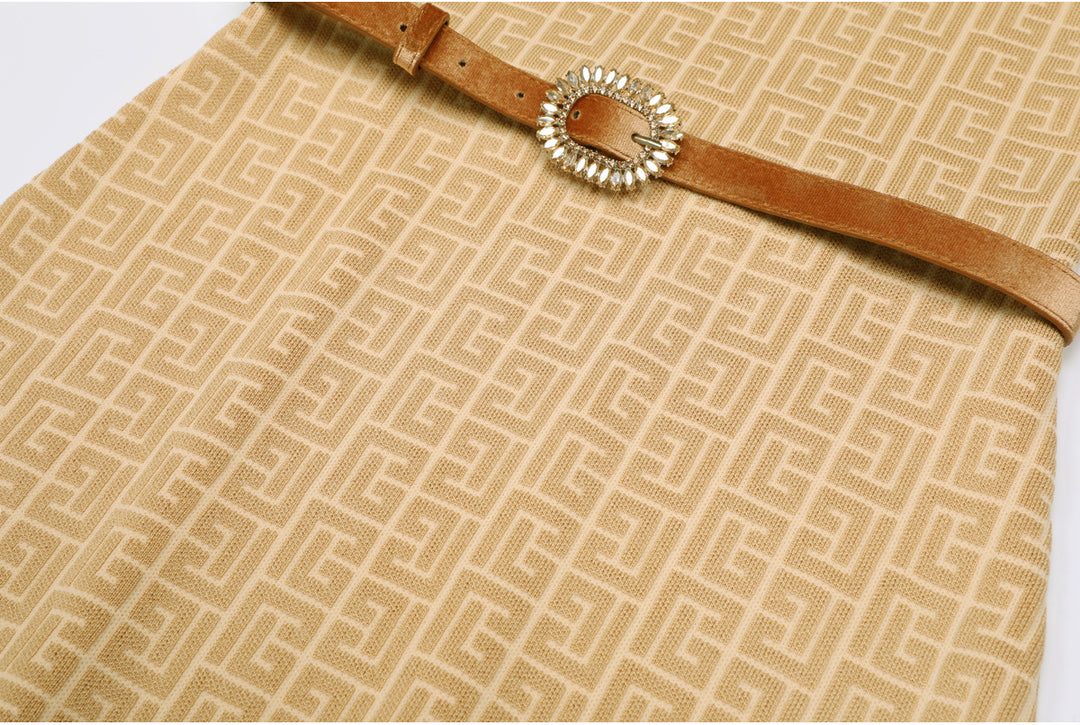 Haut à manches évasées plissées et ensemble jupe longue avec ceinture à la taille – Rosiny 