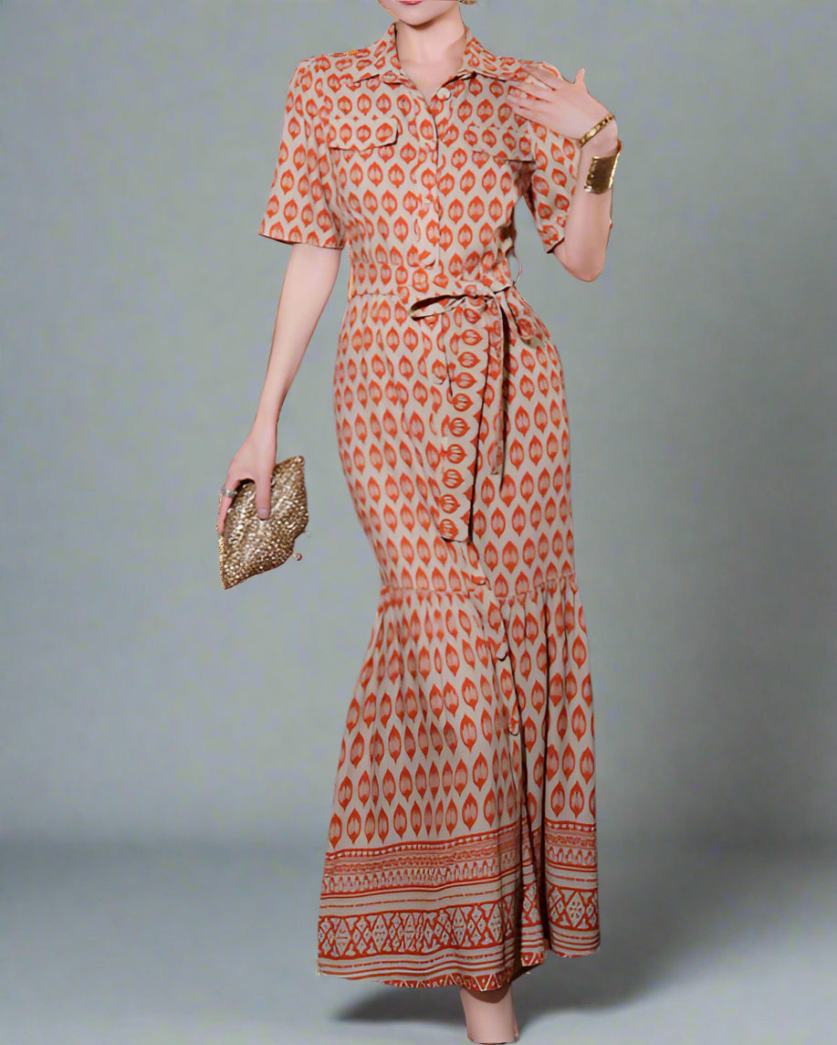 korte mouw midi jurk met 3D bloemenapplicaties - BLOOMIQ 