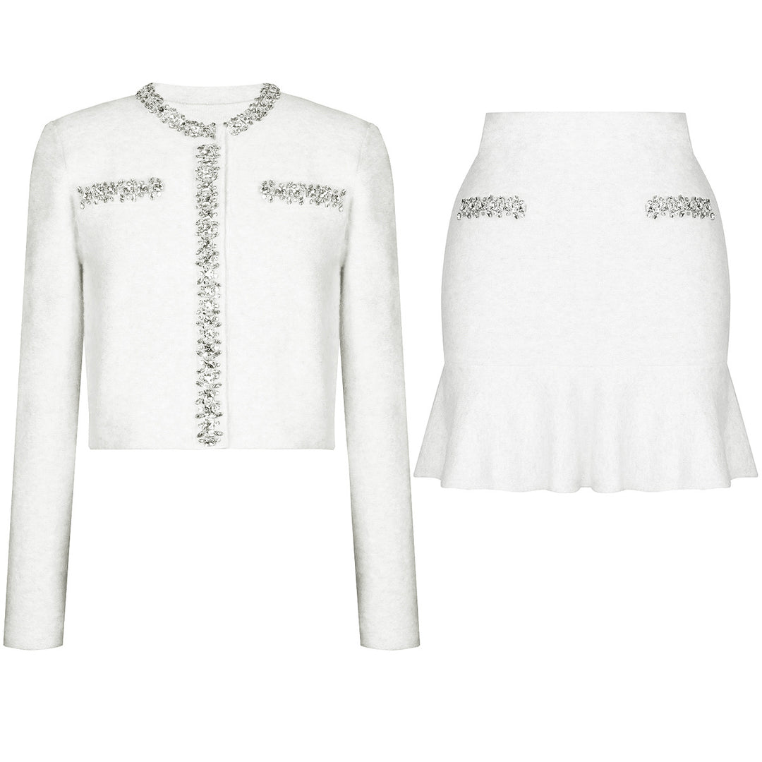 two-piece knit set with crystal trim – SELMADRI