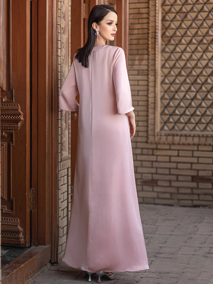 sleeveless draped maxi dress with round neckline - ALTHEA