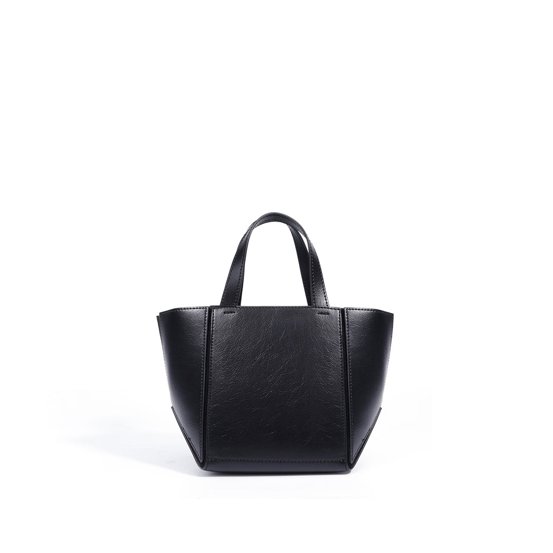 structured leather tote bag with wide side panels - ZARAZKI