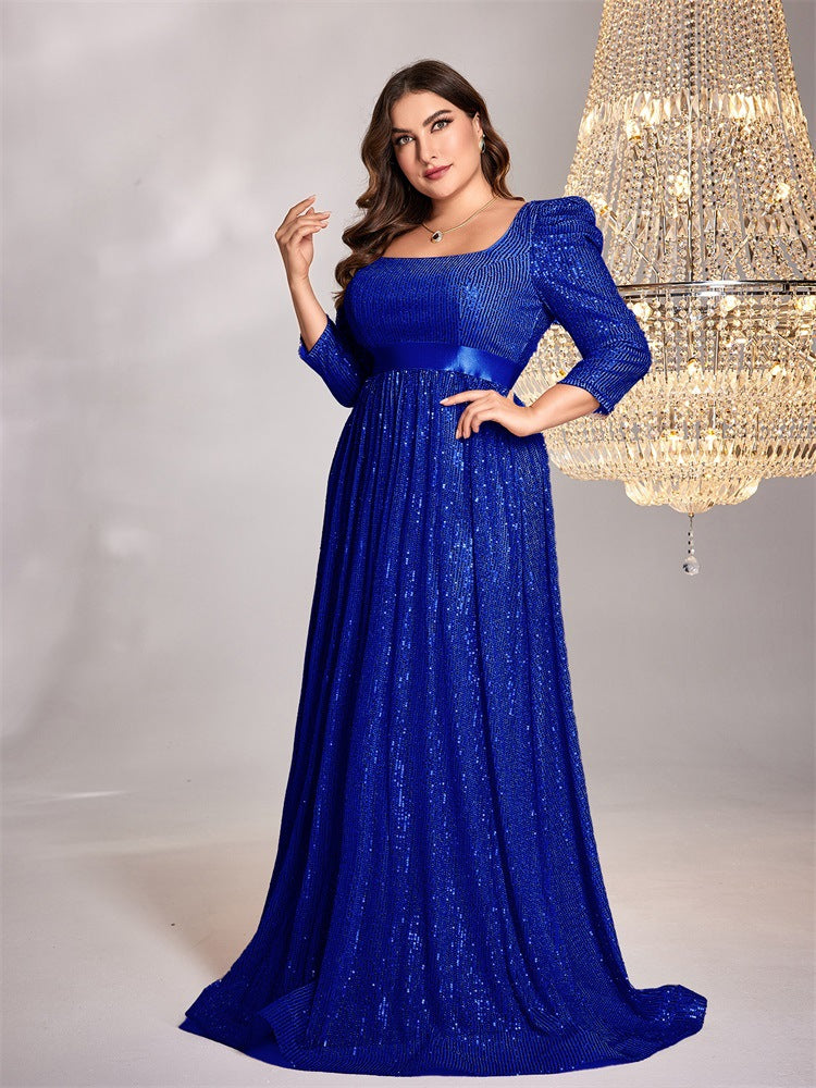 shimmer pleated gown with square neckline – SAPPHIRA