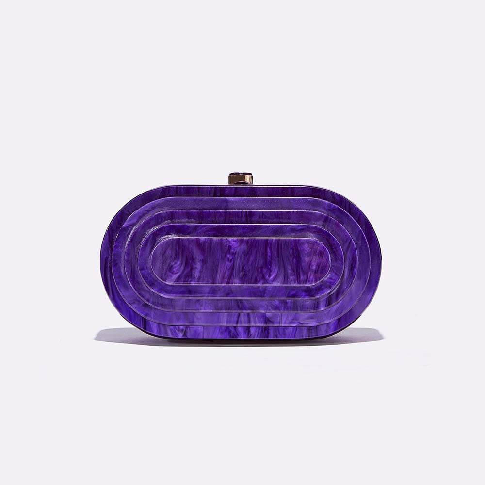 layered oval resin clutch in jade green – EMERALDA