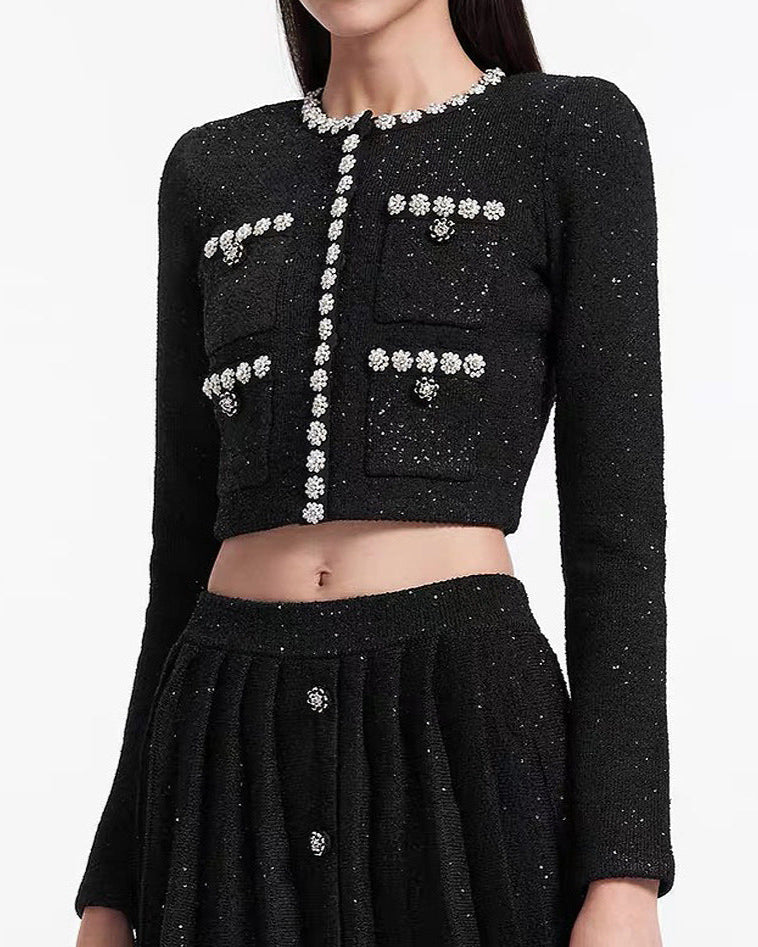 Geplooide top met uitlopende mouwen en maxi-rok set met tailleband – Rosiny 