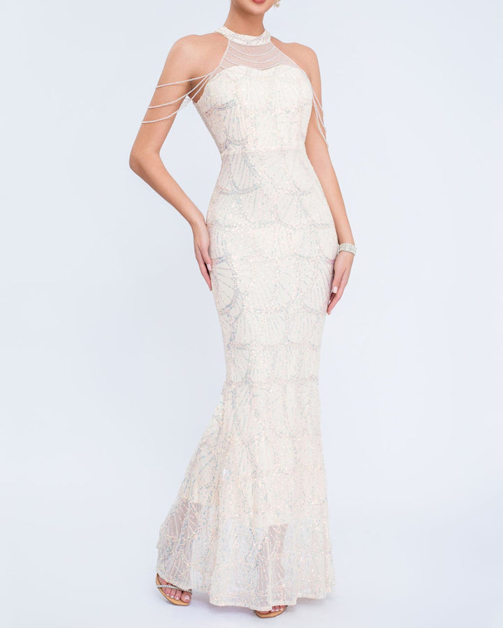 Plissiertes Oberteil mit ausgestellten Ärmeln und Maxirock-Set mit Taillengürtel – Rosiny 