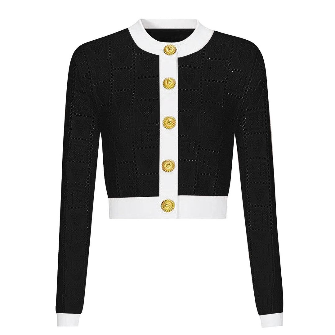 three-piece crochet knit set with contrast trim – LARISSAP