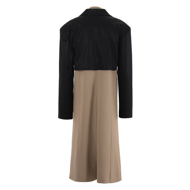 contrast-panel tailored midi coat with sculpted waist – DUET