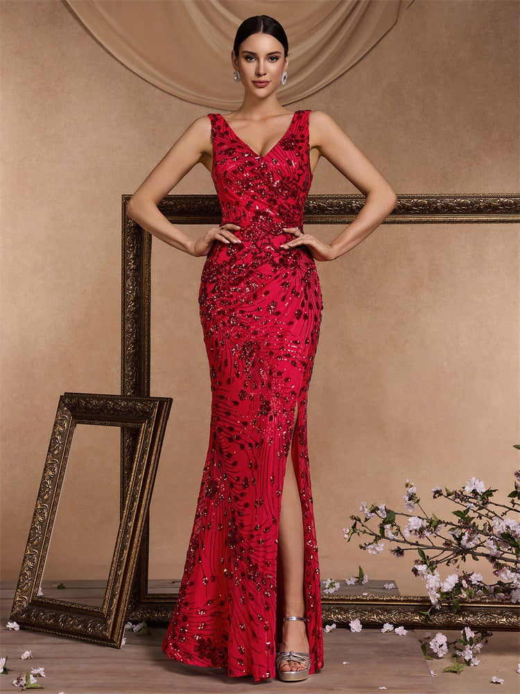 فستان بدون أكمام مزخرف بفتحة جانبية – إمبيرف