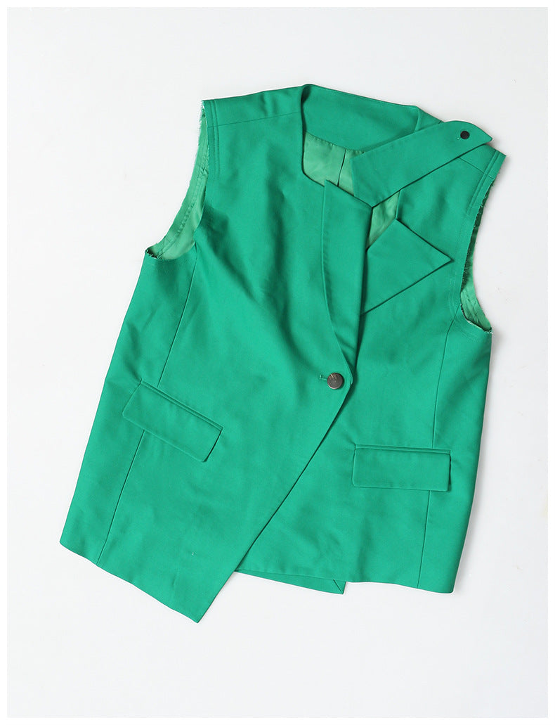 asymmetric sleeveless tailored blazer – EMERALD