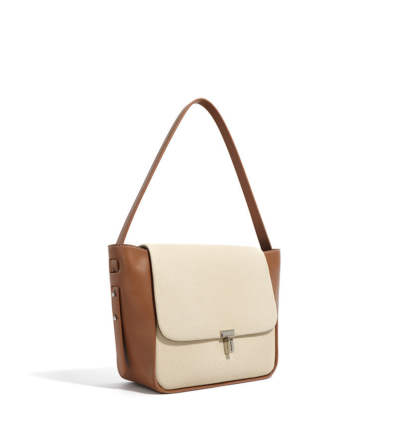 structured canvas bag with leather trim - TERRA