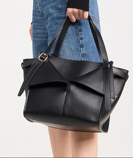 sac cabas en rotin tissé avec doubles poignées en cuir – LÉONIE 