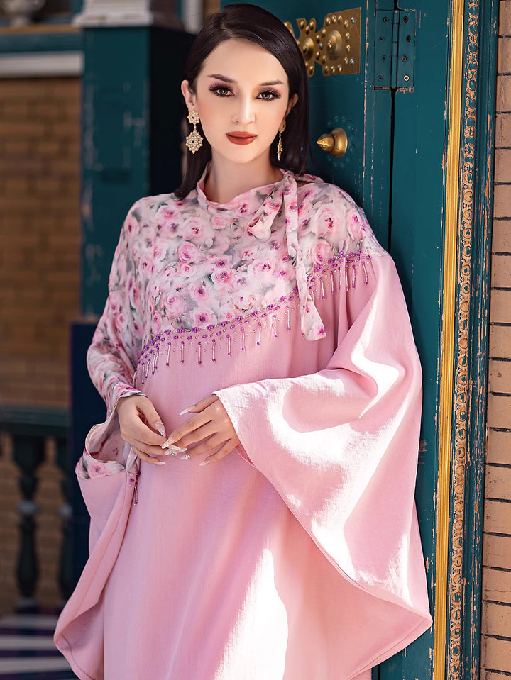 فستان فضفاض مع عباءة زهرية - أمارا