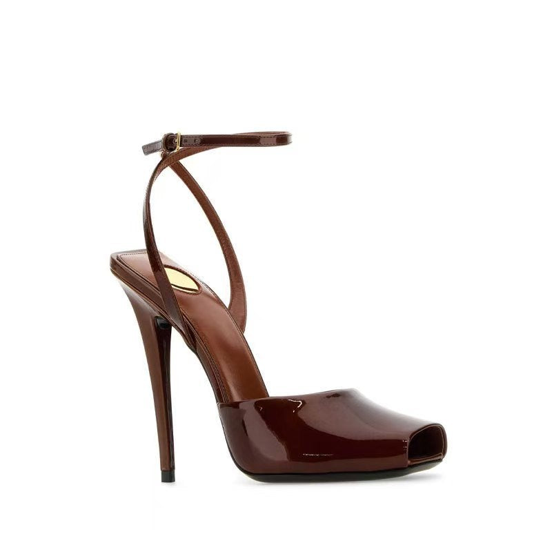 patent leather peep-toe heels with ankle strap – MARA