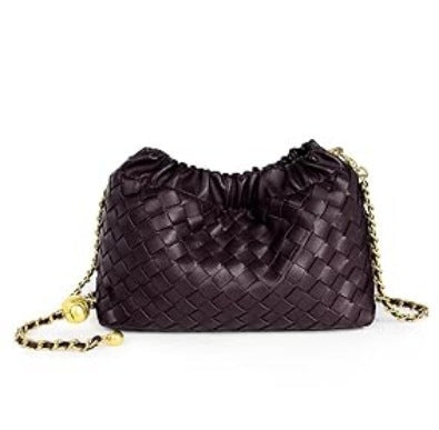 编织藤条手提包，配有双层皮革手柄 – LÉONIE 