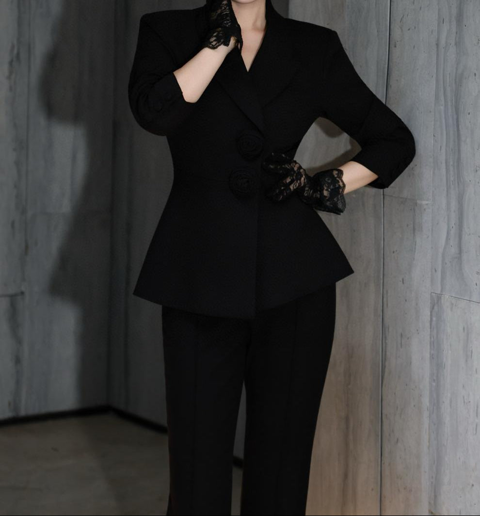 tailored blazer suit with structured lapels – VIOLET