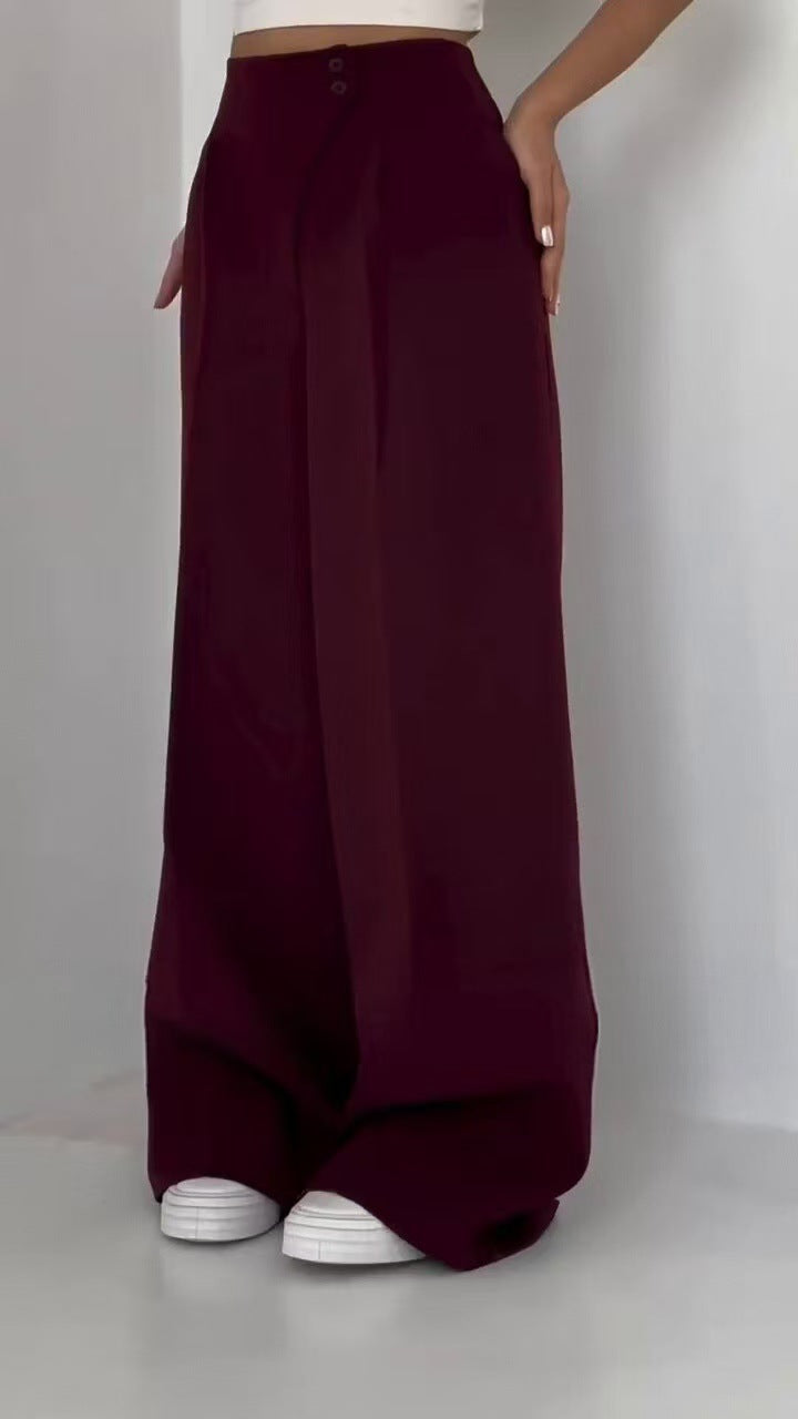 High-Waist Wide-Leg Tailored Pants – MOCHA